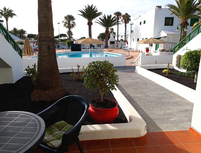 Pool view from 23 Playa Park, Puerto del Carmen, Lanzarote